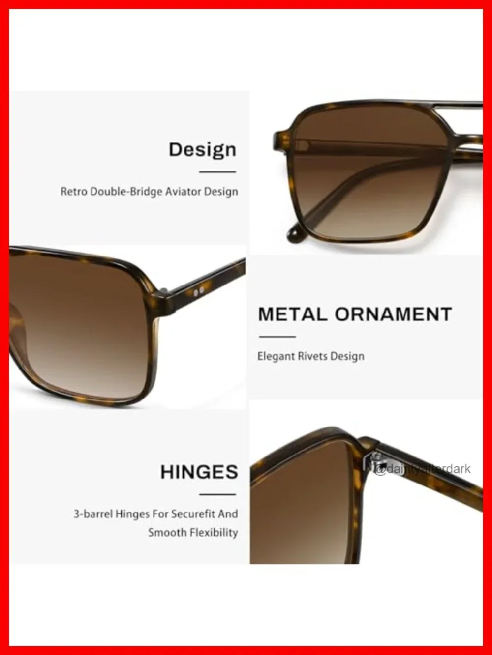 Square Aviator Sunglasses Women Men Retro Trendy UV Protection Shades